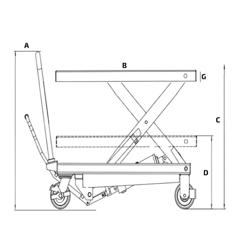 Schéma mesa elevadora manual 800 kg