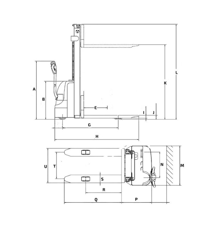 Schéma apilador eléctrico elevación 1600 mm 1500 kg