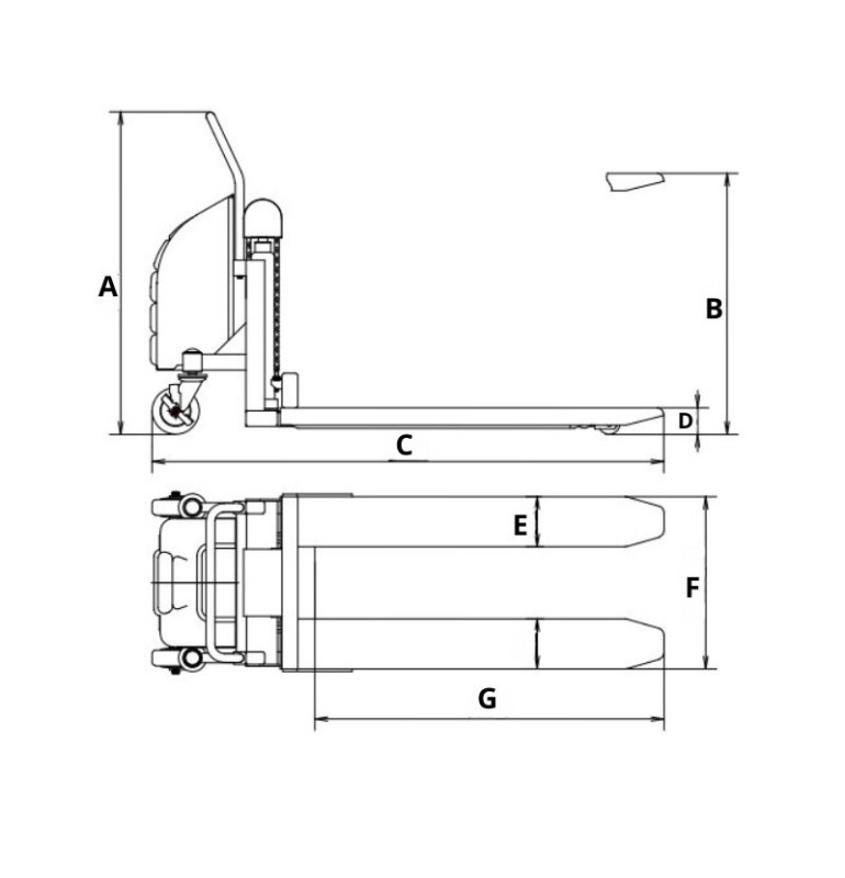 Schéma transpaleta de tijera semi eléctrica 1000 kg