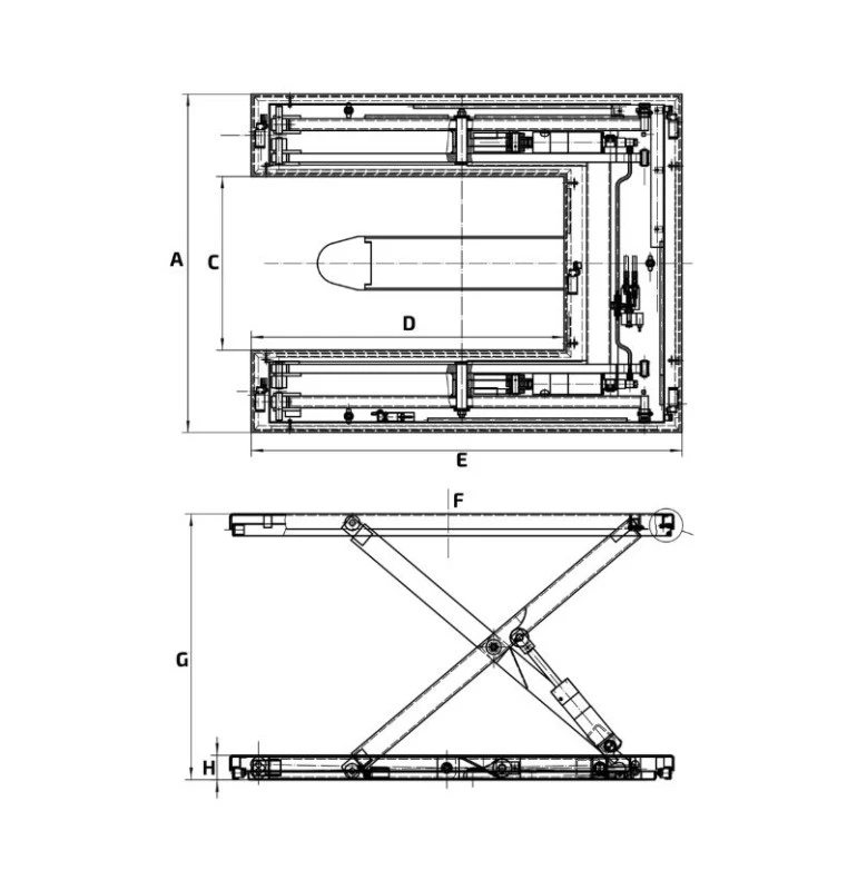 Schéma mesa elevadora eléctrica en forma de e 1000 kg 380 v