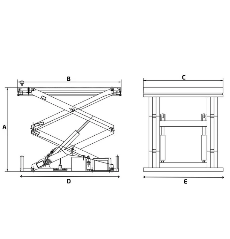 Schéma mesa elevadora eléctrica doble tijera 2000 kg