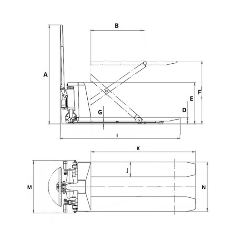 Schéma transpaleta elevadora manual de 1000 kg